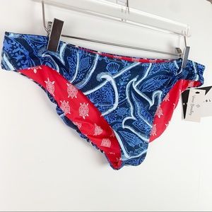 XL Vera Bradley Reversible Western Paisley Bikini Bottoms Red Blue
